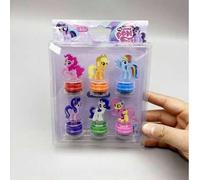 Shein 6 sellos acrílicos con patrones de colores de dibujos animados, perfectos para que los maestros los usen para alentar y sellar, mostrando diseños de d