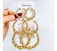 Shein 6 Unids/set Hip-hop Estilo Punk Dorado Bambú Conjunto Círculo Pendientes Para Mujeres Joyería De Baile Callejero