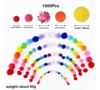 Shein 60/1000 piezas Bolas Pompón Multicolores, Surtido de Tamaños y Colores Pompones para Artes y Manualidades, Decoraciones DIY