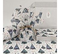 Shein 60/30/10 Papel de seda con diseño de hombrecillo de jengibre navideño - 20x34 pulgadas con diseño de hombrecillo de jengibre y lunares, embalaje prote