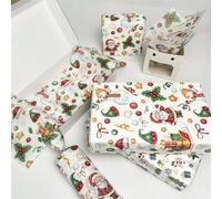 Shein 60/30/10 Papel de seda con diseño de hombrecillo de jengibre navideño - 20x34 pulgadas con diseño de hombrecillo de jengibre y lunares, embalaje prote