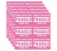 Shein 60 pegatinas rosas frágiles de 2x3 pulgadas para envío y mudanza "Manejar con cuidado Frágil Gracias", No dejar caer, etiquetas de advertencia de pega