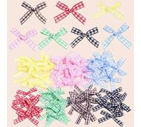 Shein 60 piezas Mini corbatas de lazo a cuadros hechas a mano, lazos para envolver regalos, accesorios de ropa interior, clips para el cabello, suministros