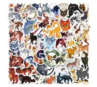 Shein 60 piezas/Paquete Pegatinas de novela de cómics de gatos guerreros de fantasía, calcomanías estéticas lindas y curiosas de dibujos animados aptas para
