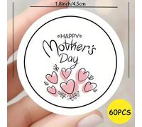 Shein 60 piezas Pegatinas con diseño de corazón con la frase manuscrita cálida "Feliz Día de la Madre", perfectas para regalar a madres o mujeres mayores en