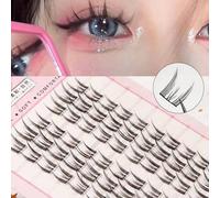 Shein 60 racimos de pestañas postizas de diseño de oreja de gato con aspecto natural para personas desaliñadas, pestañas de ojo de gato salvaje, racimos de