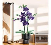 Shein 600+ Piezas Bloques de Construcción con Tema Floral: Ensambla Flores Eternas, Orquídea Púrpura + Jarrón, Juguete de Construcción 3D, Opción Ideal para