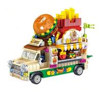 Shein 600 + piezas Juego de construcción de mini food truck, hecho de material ABS, es un kit de modelo de juguete DIY adecuado para adultos. Vehículo model