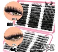 Shein 600 racimos de pestañas injertadas, libro de pestañas, extensión de pestañas falsas en racimos para hacer en casa DIY, pestañas injertadas esponjosas