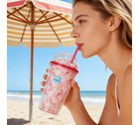 Shein 600ml Vaso de doble pared con tapa de burbuja de la serie Snoopy, taza de plástico para té, leche, bebidas, taza de café, botella de agua