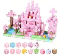 Shein 64/100/128/160 piezas Baldosas magnéticas de construcción - Castillo rosa de cuento de hadas, Conjunto de bloques de construcción magnéticos de castil