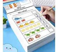 Shein 64 páginas Libro de práctica divertida de matemáticas, el libro contiene elementos de transporte, animales del bosque, animales marinos y plantas de f