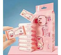 Shein 64 piezas (8 paquetes pequeños) Toallitas húmedas de patrones de dibujos animados súper mini, toallitas para manos y boca de bebé, portátiles y compac