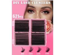 Shein 640 piezas Kit de extensión de pestañas D Curl, 10D 20D 30D 40D 50D 60D 80D 100D 120D 150D 8-16mm DIY Pestañas postizas personales, Pestañas 3D Volume