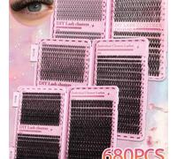 Shein 648/680/720 piezas Kit de extensión de pestañas - Set de pestañas de volumen mega 10D+20D+30D+40D+50D+60D+80D+100D, grosor de 10-16 mm, rizo D, pestañ
