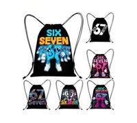 Shein 67 Six Seven Mochila con cordón, mochila deportiva con estampado digital, mochila con estampado de moda, bolsa de gimnasio con cordón, bolso versátil