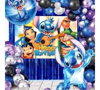 Shein 68 piezas Conjunto de globos oficialmente con licencia de Disney de Stitch el Experimento, decoración de guirnalda de globos de dibujos animados lindo