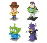 Shein 6cm Juguetes para niños Muñeco de construcción de Toy Story Woody, Buzz Lightyear, Alien de tres ojos, adecuado para niños y niñas, educativo, ciencia