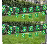 Shein 6m Banderines de Pennant de Brasil, Banderas Nacionales de Brasil en Miniatura Juego de Banderas para Fiesta, Evento, Aula, Jardín, Decoración de Vaca