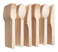 Shein 7/12/25/50/75/100/300 piezas Juego de cubiertos de madera reutilizables para ensalada, pastel, postre, sándwich, sushi, pasta, fruta, baguette, ideal