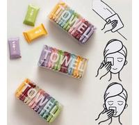 Shein 7/14 piezas de toallas comprimidas en pastillas, toallas faciales comprimidas desechables, toallitas faciales suaves de 11x9.5 pulgadas para viajes al