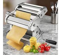 Shein 7 ajustes de grosor Máquina manual para hacer pasta de acero inoxidable (Plata) | Rodillo de 150 mm, Cortador de fideos 2 en 1, Fácil de hacer pasta,