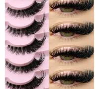 Shein 7 pares de pestañas de ojos de gato nuevas, naturales, de banda transparente, con extremos alados, que alargan los ojos, de pestañas falsas de visón p