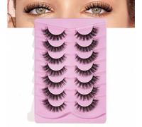 Shein 7 pares de pestañas postizas cruzadas naturales, delgadas y esponjosas para uso diario, pestañas Manga, artículos esenciales para viaje,pestañas pesta