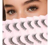 Shein 7 Pares de Pestañas Postizas de Mink Falso Natural Cruzadas, Pestañas Postizas Esponjosas y Naturales Hechas a Mano de 5-14 mm, Aspecto Ultra Ligero y