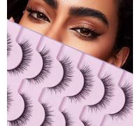 Shein 7 pares de pestañas postizas de ojo de gato, naturales y alargadoras, cortas y coquetas, aptas para la escuela, uso diario y citas