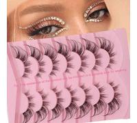 Shein 7 pares de pestañas postizas transparentes, delgadas, largas, rizadas y esponjosas que alargan y extienden naturalmente el final del ojo