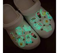 Shein 7 piezas de zapatos con encantos luminosos de unicornio y arcoíris para decoración de zapatos de zuecos y sandalias, accesorios de bricolaje PVC encan