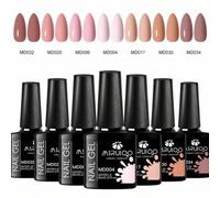 Shein 7 piezas Juego de esmalte de uñas en gel de 8ml, de larga duración, sin plomo, libre de HEMA y TPO, uñas rosas nude semi-permanentes, esmalte de gel U