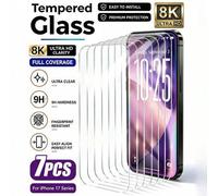 Shein 7 piezas, Protector de pantalla de vidrio templado de alta definición, Película de vidrio resistente a arañazos, Dureza 9H, Transparente y claro, Prot