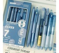 Shein 7 piezas/set con botón de pulsar retractable Pluma de gel con , múltiples fines combinación Set , secado rápido , ideal para estudiantes & ejercicios