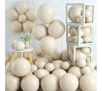 Shein 70 piezas Globos blancos cremosos mate de 10 pulgadas, 5 piezas Globos de látex color crema marfil, Globos de helio color beige arena blanca para deco