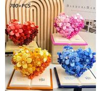 Shein 700+ piezas Bloque de construcción de partículas pequeñas, modelo de ramo en forma de corazón, juguete decorativo de escritorio DIY, material ABS, ade