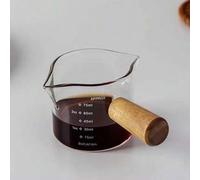 Shein 75ml Jarra de leche de vidrio resistente al calor con mango de madera, mini jarra de leche para espresso, crema, salsa, condimento