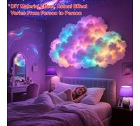 Shein 78,12 pulgadas LED, Cadena de luces USB, Luz de nube con trueno 3D con sincronización de música - Luz de ambiente alimentada por USB, Conjunto de nube