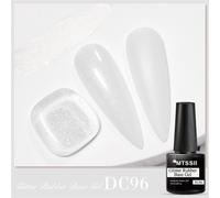 Shein 7ml Esmalte de uñas de gel base de goma con glitter, escamas blancas y doradas de aurora camaleónica, semi-permanente, de remojo, UV, para manicura DI