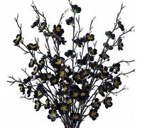 Shein 8/12 piezas Flores artificiales de ciruelo negro de 21.7" Flores de invierno dulce falsas con tallo largo de plástico para decoración de Halloween, ho