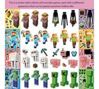 Shein 8/16/24 piezas Conjunto de pegatinas DIY con tema de batalla de píxeles de Minecraft, adecuado para cuadernos, tazas, equipaje, fundas de teléfono, co