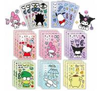 Shein 8/16 hojas Surtido de pegatinas de Kuromi, Hello Kitty, gato de anime, juego de rompecabezas para niños, decoraciones de dibujos animados para armar,