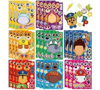 Shein 8 hojas Rompecabezas de Patrulla Canina Anime - Pegatinas DIY para armar caras lindas y divertidas - Juego de rompecabezas para ensamblar, juguete par