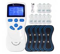 Shein 8 modos 15 intensidades Estimulador de nervios EMS Unidad TENS Masajeador corporal completo, incluye 5 almohadillas de masaje de pulso EMS para el cue