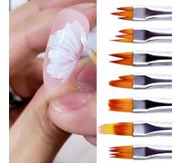 Shein 8 Piezas De Pincel De Uñas Acrílicas Para Dibujar Flores, Pincel De Uñas De Pintura, Diseño Degradado, Mango De Madera, Herramienta De Lápiz De Uñas P