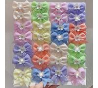 Shein 8 piezas de pinzas para el cabello con lazo de tela estilo Mori fresco multicolor aleatorio, adecuadas para niñas. Material de tela ligero que no daña