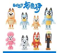 Shein 8 piezas Figuras de la familia Bluey, Juguetes de peluche posables de Bingo y amigos, Decoración coleccionable de anime