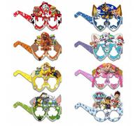 Shein 8 piezas Gafas de papel con temática de Paw Patrol para fotografía, gafas de cumpleaños con temática de Patrulla Canina, accesorios de disfraz para fe
