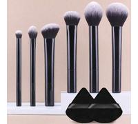 Shein 8 piezas Juego de brochas de belleza exquisitas y multifuncionales, que incluye: brocha para polvo suelto, brocha para contorno, brocha para rubor, br